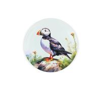 Puffins on The Rocks Mini Round Glass Kitchen Trivet - Coastal Sea Birds Kitchen Home Gifts/Present - Textured Chopping/Cutting Board Worktop Protector with Non-Slip Feet 20cm x 20cm (8" x 8")