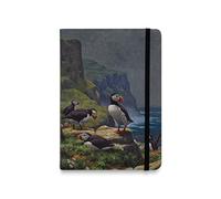 Puffins Roosting Flexible Pocket Notebook by Julian Friers - Memo Writing Pad - Stationery