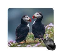 Puffins Standing on Grassy Hillside Gaming Mousepad Rubber Base 25 * 30cm | Funny Printed Mousepad Comfortable Computer Pad for Office Laptop