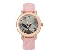 Puffins Watches for Women PU Leather Strap Watch Analogue Quartz Wrist Watch