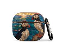 Puffinss Rocks Sunrise Stained Glass Case Compatible with Airpods 3 | Protective Cover Keychain PC
