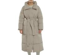 PUFFIT Women Long Puffer Jacket Belted Winter Water Repellent Wind-resistant Ladies Classic Quilted Padded Coat Big Pocket Large Lapel