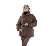 PUFFIT Women Puffer Jacket Mid Length Belted Winter Water Repellent Windproof Ladies Classic Quilted Padded Coat Big Pocket