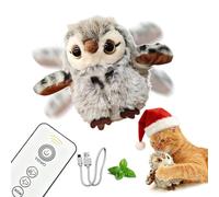 Puffluv Flapping Cat Toy,Interactive Owl with Remote Control, 3 Modes Flapping Wings & Chirping, USB Rechargeable,Catnip, Mimic Bird for Indoor Cats, Never Bored