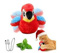 Puffluv Interactive Parrot Flying Bird Toy, Auto Chirping & Beating Wings 3 Modes, USB Charging with Catnip for Indoor Kittens Active Fun