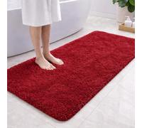 PUFFMAT Microfibre Bath Mat 120 x 60 cm Bright Red, Absorbent Bathroom Rug with Soft Plush Pile and TPR Backing, Machine Washable Bathroom Mat for Shower, Bathtub, Toilet and Guest Bathroom