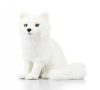 PuffPurrs Lifelike Arctic Fox Plush Toy, Realistic Soft and Fluffy Teddy Stuffed Animal, Cute Arctic Fox Collectible Unique Toy Gift, 27CM/10 Inch