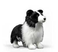PuffPurrs Lifelike Border Collie Plush Toy, Realistic Black and White Sheepdog Teddy Stuffed Animal, Cute Highly intelligent Toy Gift, 28 CM/11 IN