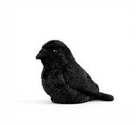 PuffPurrs Lifelike Carrion Crow Plush Toy, Realistic Glossy Black Feathers Stuffed Animal, Cute Chubby Crow Toy Keychain Gift, 15 Cm/6 In