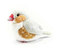 PuffPurrs Lifelike Scaly-Breasted Munia Plush Toy, Realistic White Underparts With Markings Stuffed Animal, Cute Spotted Munia Toy Keychain Gift, 15 Cm/6 In