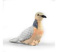 PuffPurrs Lifelike Spotted Dove Plush Toy, Cute Realistic Pearl-Necked Dove Teddy Stuffed Animal, Speckled Neck Patch Unique Toy Gift, 22 CM/8.6 In