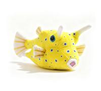 PuffPurrs Longhorn Cowfish Plush - Lifelike 3in Yellow Reef Fish Toy, Realistic Boxfish Plush Gift for Ocean & Nature Lovers