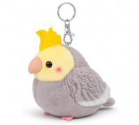 PuffPurrs Realistic Grey Cockatiel Plush Keychain, Palm-Sized Bird Stuffed Animal Bag Charm, 15 cm Cute Parrot Pendant Toy Gift for Bird Lovers