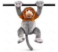 PuffPurrs Realistic Proboscis Monkey Plush Toy, Soft Long-Nosed Primate Stuffed Animal with Anti-Slip Hookable Limbs, 36 cm / 14 in Wildlife Gift for Kids
