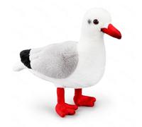 PuffPurrs Realistic Red-Billed Seagull Plush Toy, Freestanding Soft Bird Stuffed Animal with Wire Posable Legs, 25 cm Nature Gift for Bird Watchers and Collectors