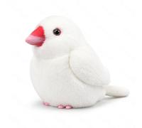 PuffPurrs Realistic White Java Sparrow Plush Keychain Lifelike Stuffed Bird Toy Bag Charm and Companion Gift for Animal Lovers 15 cm / 5.9 in
