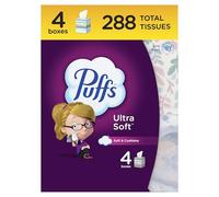 Puffs Ultra Soft Facial Tissues, 4 Mega Cube Box, 72 Facial Tissues Per Box