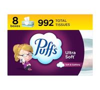 Puffs Ultra Soft Non-Lotion Facial, 8 Family Boxes, 124 Facial Tissues per Box