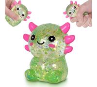 Puffwize Axolotl Squishy Toy, Cute Slow Rising Fidget Toy for Stress Relief, Soft Squeeze Sensory Toy for Kids and Adults, Handheld Stress Ball for Anxiety and Focus Sitting Posture Axolotl(Green)