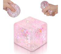 Puffwize Ice Cube Squishy Toy, Sensory Fidget Toys for Stress and Anxiety Relief, Slow Rise Squishy Cube for Kids and Adults, 1.98 Inch Pink Snowflake Crush Ice