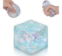 Puffwize Ice Cube Squishy Toy, Sensory Fidget Toys for Stress and Anxiety Relief, Slow Rise Squishy Cube for Kids and Adults, 1.98 Inch Green Snowflake Crush Ice