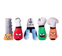Puffy Crew Squeaky Dog Plush Toy, Tools Bite_Stick Collection, for Various Sized Dogs (5 in 1, Small)