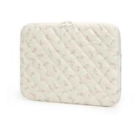 Puffy Laptop Sleeve 13-15.6 Inch Cute Floral Laptop Case Soft Quilted Computer Case Protective Cover for MacBook Notebook (A-Light Pink, 11 Inch)