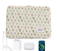 Puffy Laptop Sleeve - Cute Floral Laptop Case for Women, Soft 14-Inch Cloth Tablet Sleeve Compatible with Air/Pro, Lightweight Protective Computer Pouch with Small Flower Design, 35x26cm