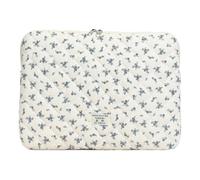 Puffy Laptop Sleeve, Floral Quilted Laptop Bag, Maple Leaf Fluffy Padded Bags, Shockproof Cute Quilted Pad Sleeve, Computer Storage Bag, Aesthetic Notebook Carrying Case-Blue Medium