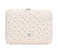 Puffy Laptop Sleeve, Floral Quilted Laptop Bag, Maple Leaf Fluffy Padded Bags, Shockproof Cute Quilted Pad Sleeve, Computer Storage Bag, Aesthetic Notebook Carrying Case-Pink Large