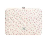 Puffy Laptop Sleeve, Floral Quilted Laptop Bag, Maple Leaf Fluffy Padded Bags, Shockproof Cute Quilted Pad Sleeve, Computer Storage Bag, Aesthetic Notebook Carrying Case-Pink Medium