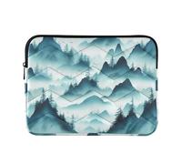 Puffy Laptop Sleeves Durable Slim Laptop Case Cute Business Work Computer Cover for Computer Pro Case 14 Inch Universal Misty Blue Green Mountains Large