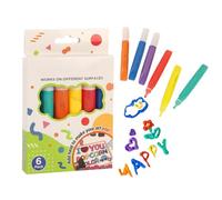 Puffy Paint Markers 6 Piece Fabric Fun Texture Pen with Vibrant Colors