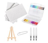 Puffy Paint | MINI WOOD DEELEL | Foam Structure Paint Paper | 12 Colors Marker Set, Water Brushes, Beads & Easels for Adult Creative Craft Ideas
