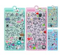 Puffy Stickers, 4 Decorative Panda Stickers - Stickers for Diary with Three-Dimensional Relief, for Phone Notebook Laptop Bottle and Parties for Children and Adults