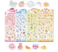 Puffy Stickers, Stickers for Children, 3D Sticker Set of 4 Sheets, Cartoon Animal Designs, Reusable Decals for Scrapbooking, Rewarding Gifts, Journals, and DIY Crafts