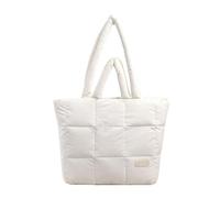 Puffy Tote Bag, Quilted Bag with Soft Padded Winter Design, Trendy Cushion Buyer, Soft Lightweight Down Padded Bag, Puffer Bag, Quilted Bag for Women, White, Siehe Beschreibung