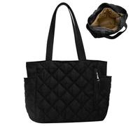 Puffy Tote Bag Quilted Tote Bag Large Capacity Puffer Zipper Padding Puffer Purse Multi-pockets Held Hand/Shoulder Quilted Bags for Women Black