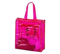Puffy Tote Bag Transparent Handbag Clear Large Capacity Beach Clear Beach Tote Bag Reusable Tote Bags with Handles (Hot Pink, One Size)