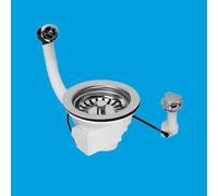 PUFS113-CP 1.5" Pop-Up Basket Strainer Waste: 113mm Stainless Steel Flange: Chrome Plated Plastic Command Knob: Centre Pin Model McAlpine White One Size