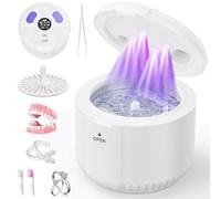 PUFTEM Ultrasonic Holder Cleaner, 45KHz Holder Cleaner for Dentures, Aligner, Mouth Guard, Night Guard and Jewelry, 5/10/15 Minute Timer, 200ml Tank, Compact and Ideal Gift