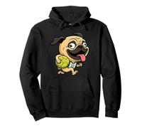 PUG 08 Soccer Pug Running With Ball Cartoon Pullover Hoodie