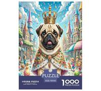 Pug 1000 Pieces Jigsaw Puzzles For Adults Challenging Game Stress Relieving Entertainment Cultivate The Spirit of Teamwork for Men, Women, Elders, Seniors 70x50cm/1000pcs
