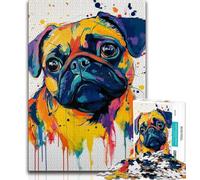 Pug 1000 Pieces Jigsaw Puzzles For Teens And Adults,Stress Reliever Difficult Challenge Suitable for Desktop Decoration (38x26cm)