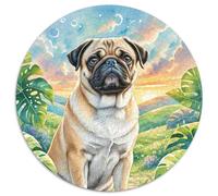 Pug 1000pc Round Puzzle with Pet Dog, Offers A Relaxing Yet Challenging Experience, Brilliant for Mindfulness Practice 1000pcs (67.5x67.5cm)