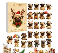 Pug - 27cm Acrylic Christmas Countdown Toy | 24 Days Pug Game Christmas Decoration | Brings Joy And Fun During Display