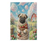 Pug 300-piece Jigsaw Puzzle Bundle Cute Pet Animals Family Puzzle Lovers Brain Training Mindful Activity Spring Recycled Cardboard 300 PCS