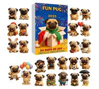 Pug Ad Vent Calendar 2025, Versatile Display Options, 27x18.5x4 Cm, Christmas Countdown Calendar, Holiday Dog Ornament, Colorful Design, For Kids Girls Boys Toddler Collection