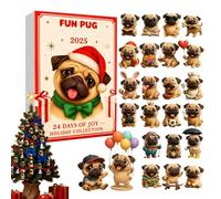 Pug Advent Toys | 2D Flat Dogs Hanger As Souvenir,24 Day Christmas Countdown With Pendants | for Children Daughter Granddaughter Family Friends Teens Students School Bag Pencil Case