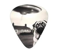 Pug Animal Ufo Guitar Picks Gift Set - Smooth Durable Plectrums For Acoustic, Electric & Bass Guitar, Perfect Present For Guitar Lovers & Musicians